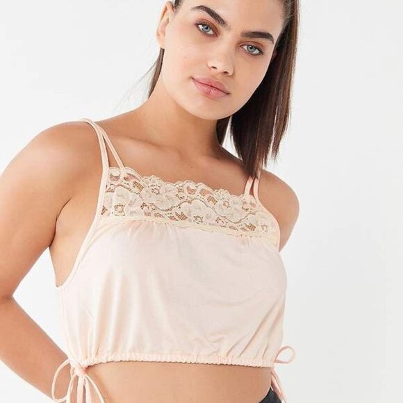 Satin Side-Tie Cropped Cami | Urban Outfitters - Picture 2 of 8
